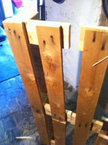 Pallet shoe rack: First dissected shelf element