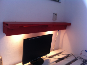 wall shelf finished, with indirect desk illumination