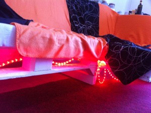 Pallet sofa with LED Lights, Corner detail