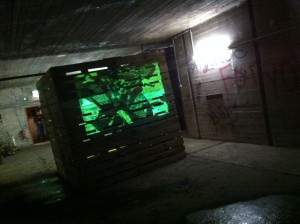 Pallet art installation: Videoprojection on pallets, Bochum