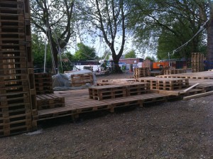 Pallet stage, work in progress - seating area