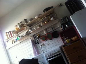 Finished pallet kitchen shelf, after second coating
