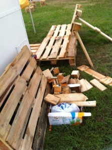 Garden bench made of pallets, surplus material at OHM2013