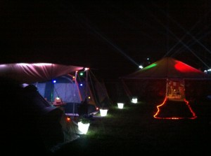 Night - enlightened by illuminated flower pots, OHM2013 