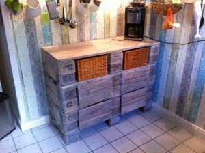 Euro pallet kitchen cabinet. After three days of processing.