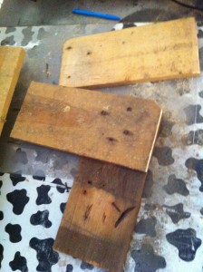 Surface, sawed boards and cutted-off nails 