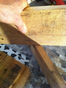 Mark foot sections for the stool crosswise
