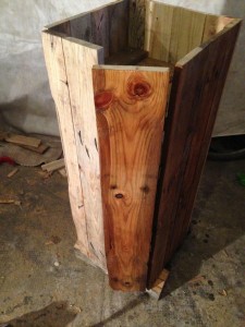 Pallet wood, linseed oil treatment: Front door, first half 