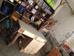 Nearly finished pallet dresser: branch/stem assembly