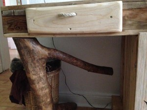  Bark-beetle-wood table leg, detail