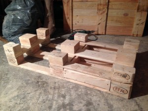 Drawers in pallet coffee table