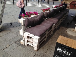 Pallet benches, Poland, front